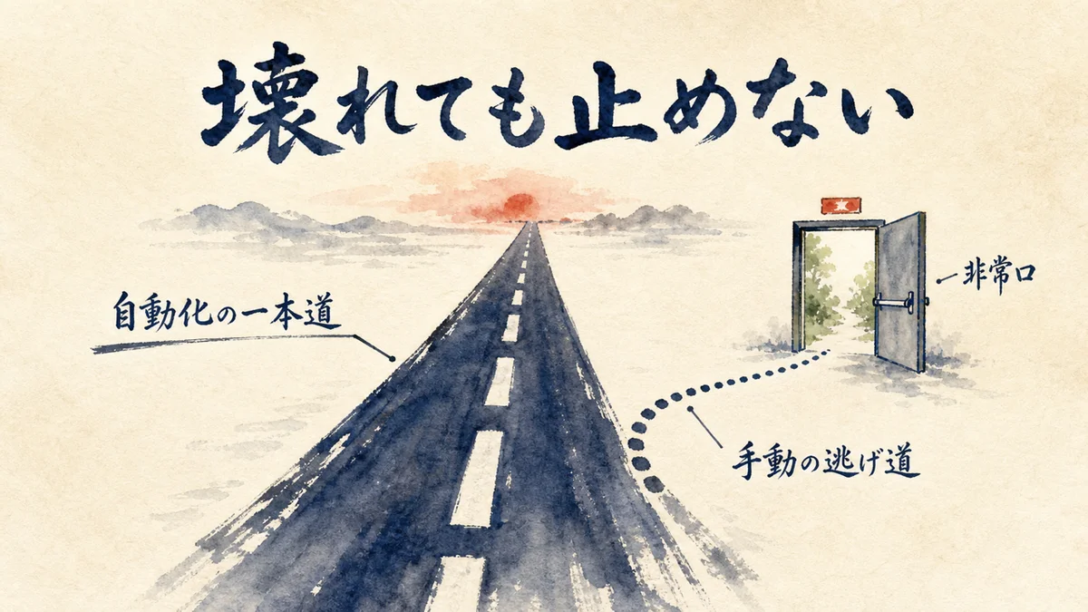 壊れても止めない、手動の逃げ道の図解