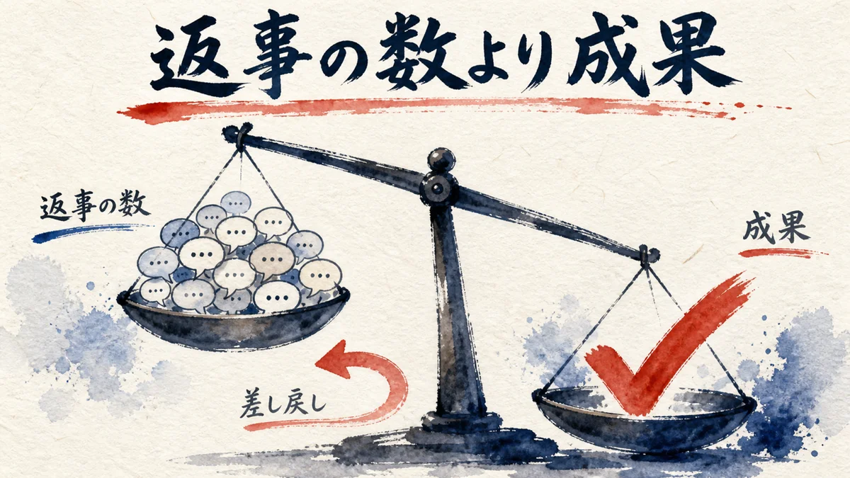 返事の数より成果で測る図解