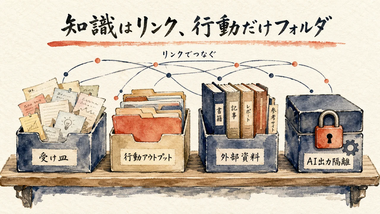 知識はリンクでつなぎ、行動に関する情報だけフォルダを作る4種類の棚