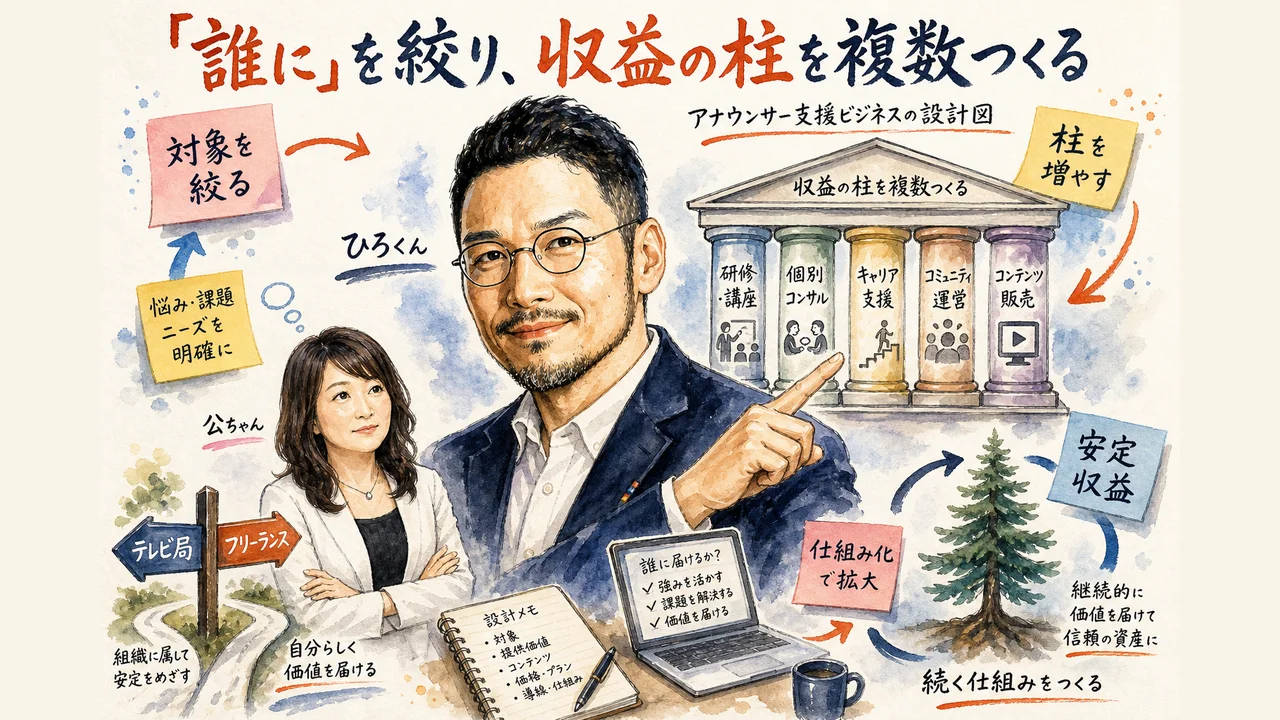 ターゲット選定と収益源を複数持つパルテノン神殿戦略を表した和モダングラレコ