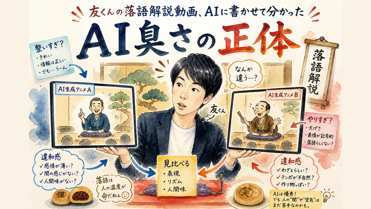 友くんの落語解説動画とAI臭さのグラレコ