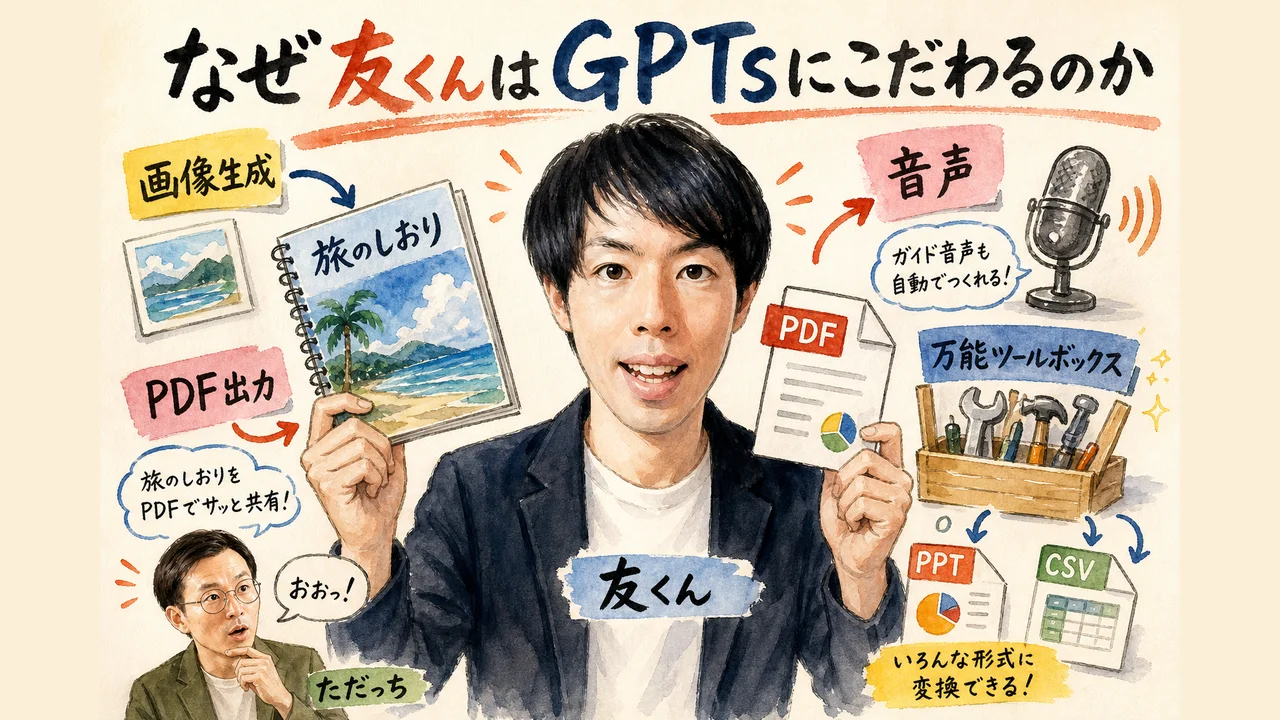 GPTsの画像生成PDF出力音声機能の図解