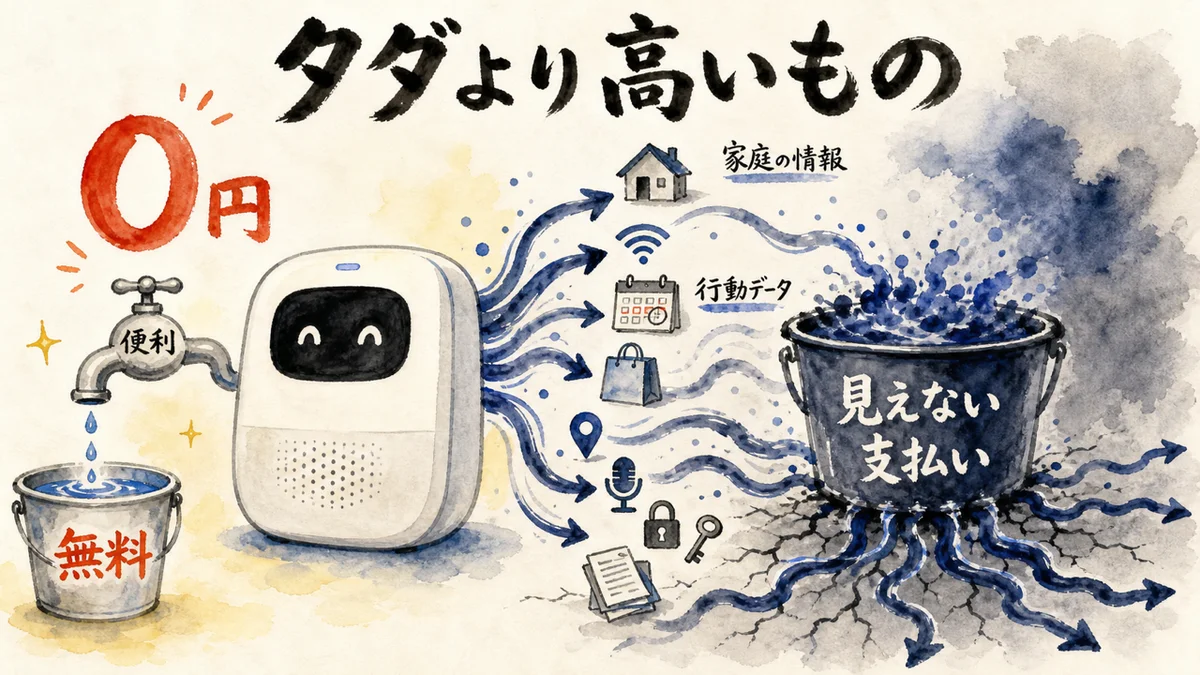本体価格0円・月額利用料0円、タダより高いものの正体——データが流れる図解