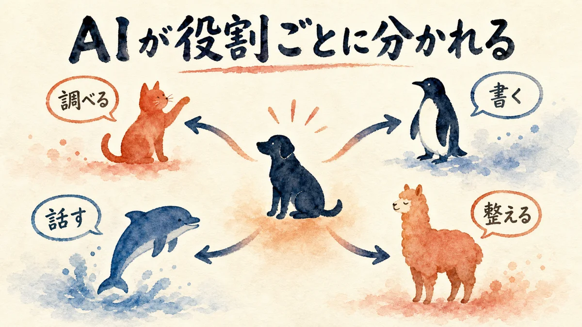 AIが役割ごとに分かれる図解
