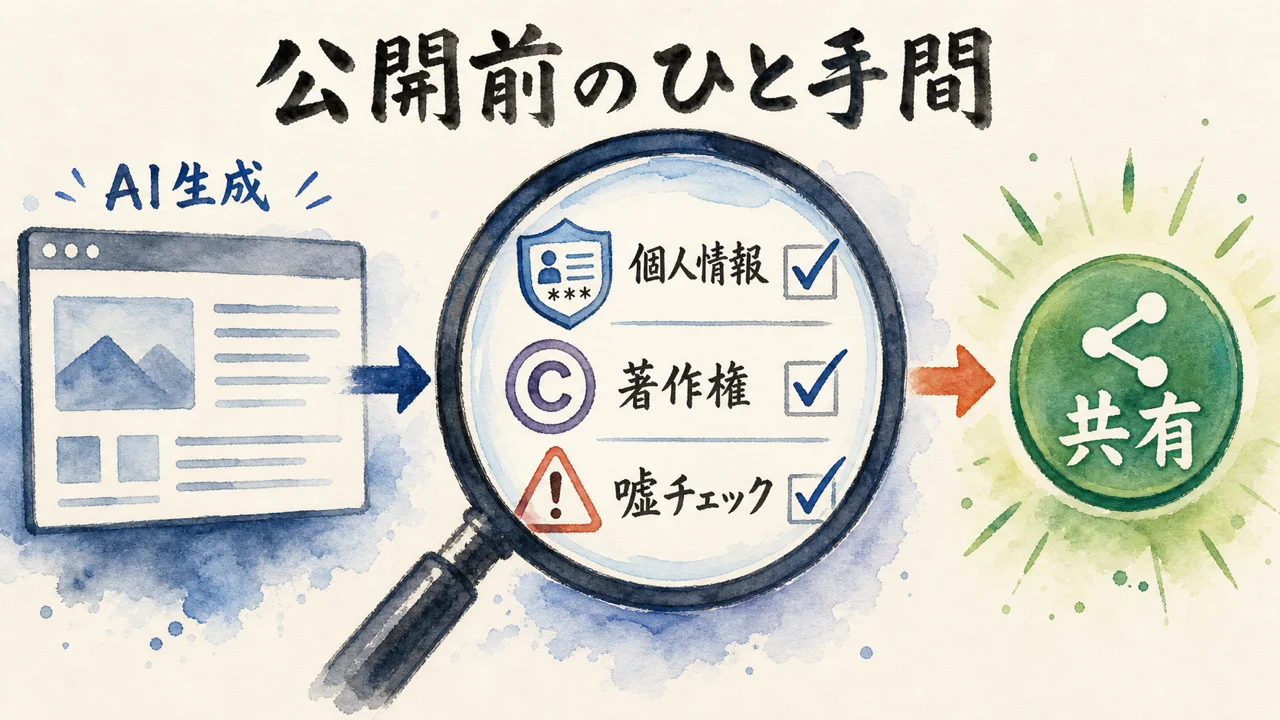 公開前のひと手間——個人情報・著作権・嘘チェック