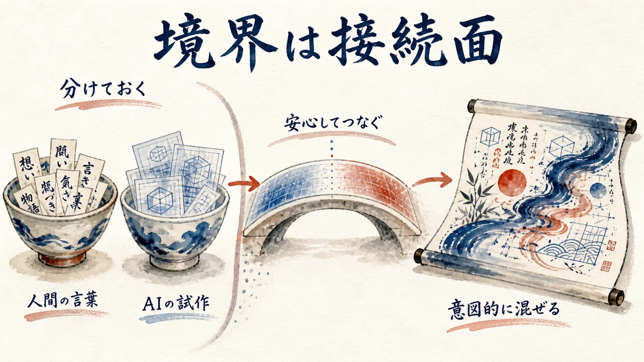 境界は壁ではなく接続面。分けておくからこそ安心して意図的に混ぜられる