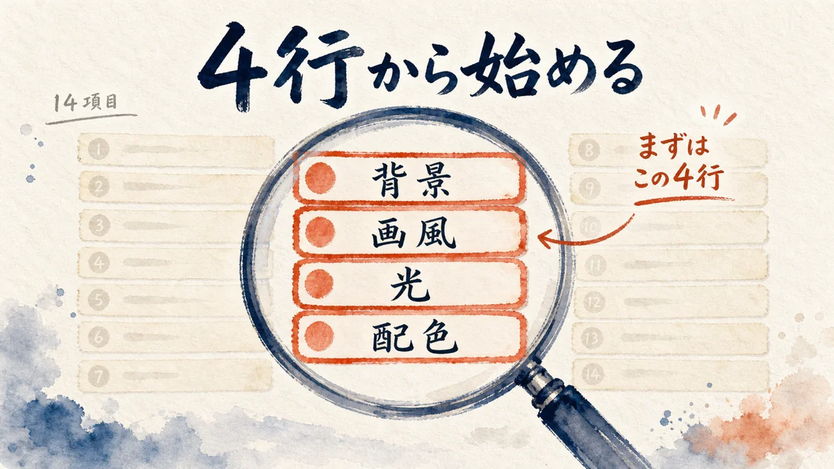 4行から始める——絞り込みの図解