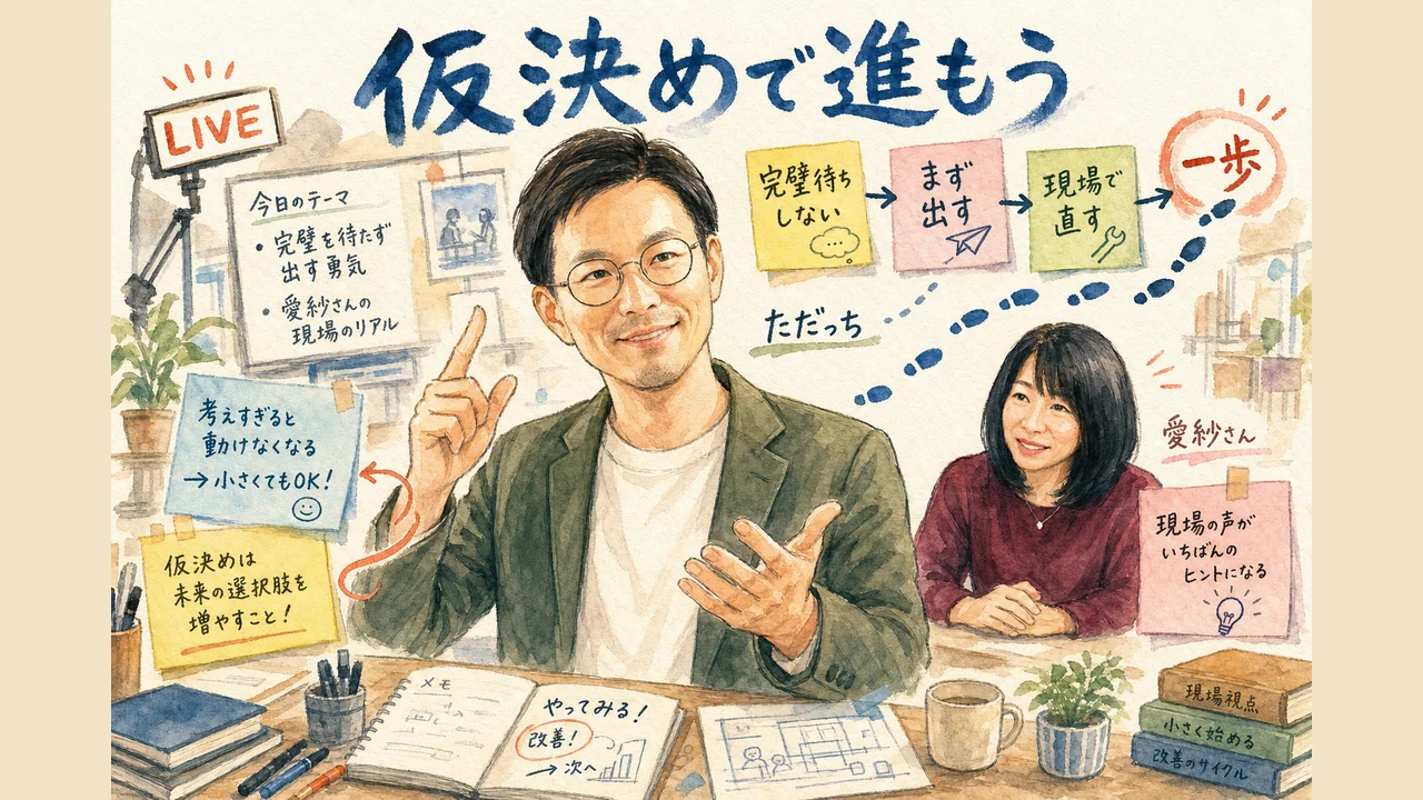 完璧を待たずに出す勇気について語り合う二人