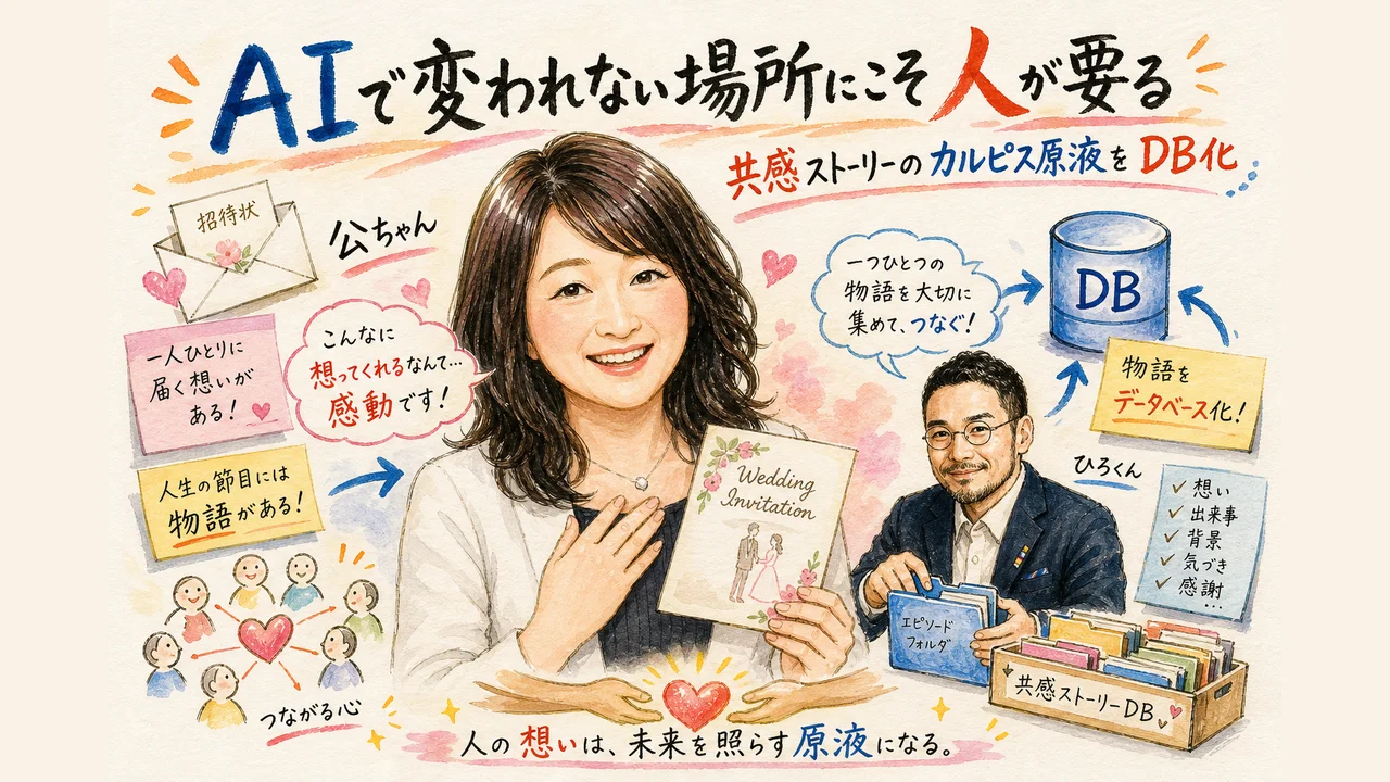 AIでは代替できない人間関係の力とカルピス原液データベース構想を表した和モダングラレコ