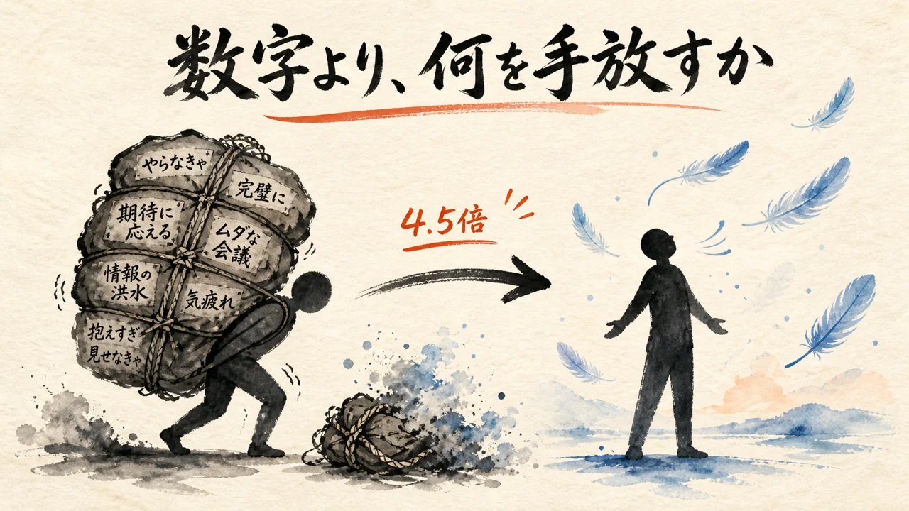 数字の伸びより何を手放せるかが本質であることを示す図解