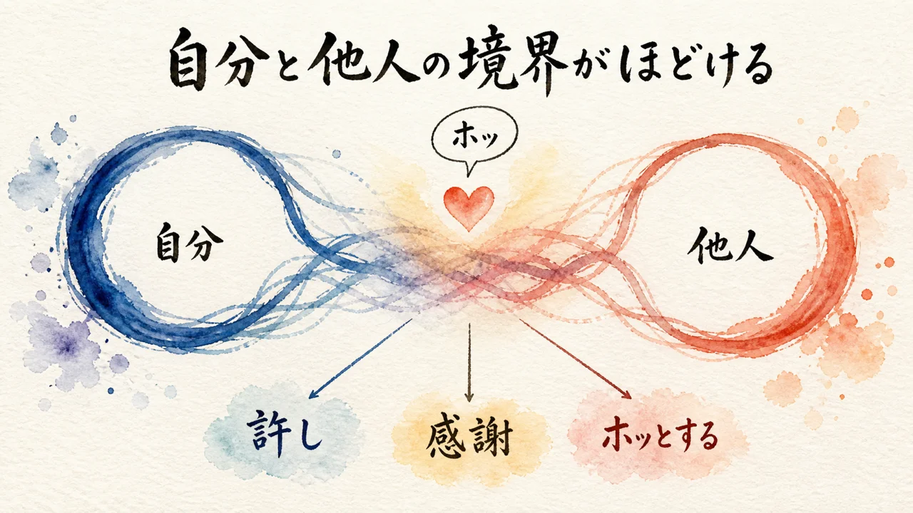 「自分と他人」の境界がほどけると、反発は許しに変わる 見出し図解