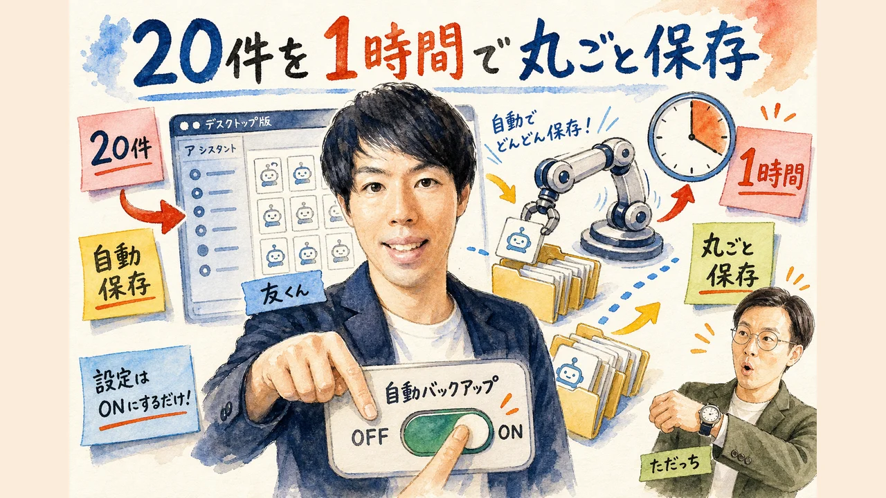 ChatGPTデスクトップ版で自動バックアップする図解