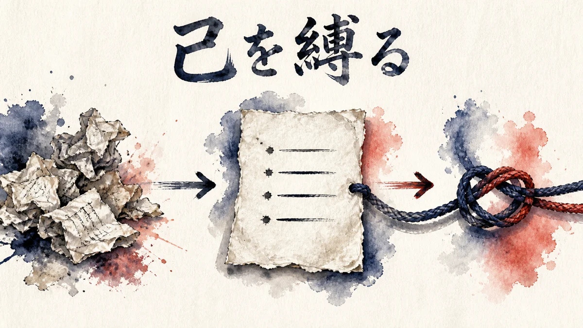 AIが自分でルールを書き、そのルールを自分に結びつけている図解