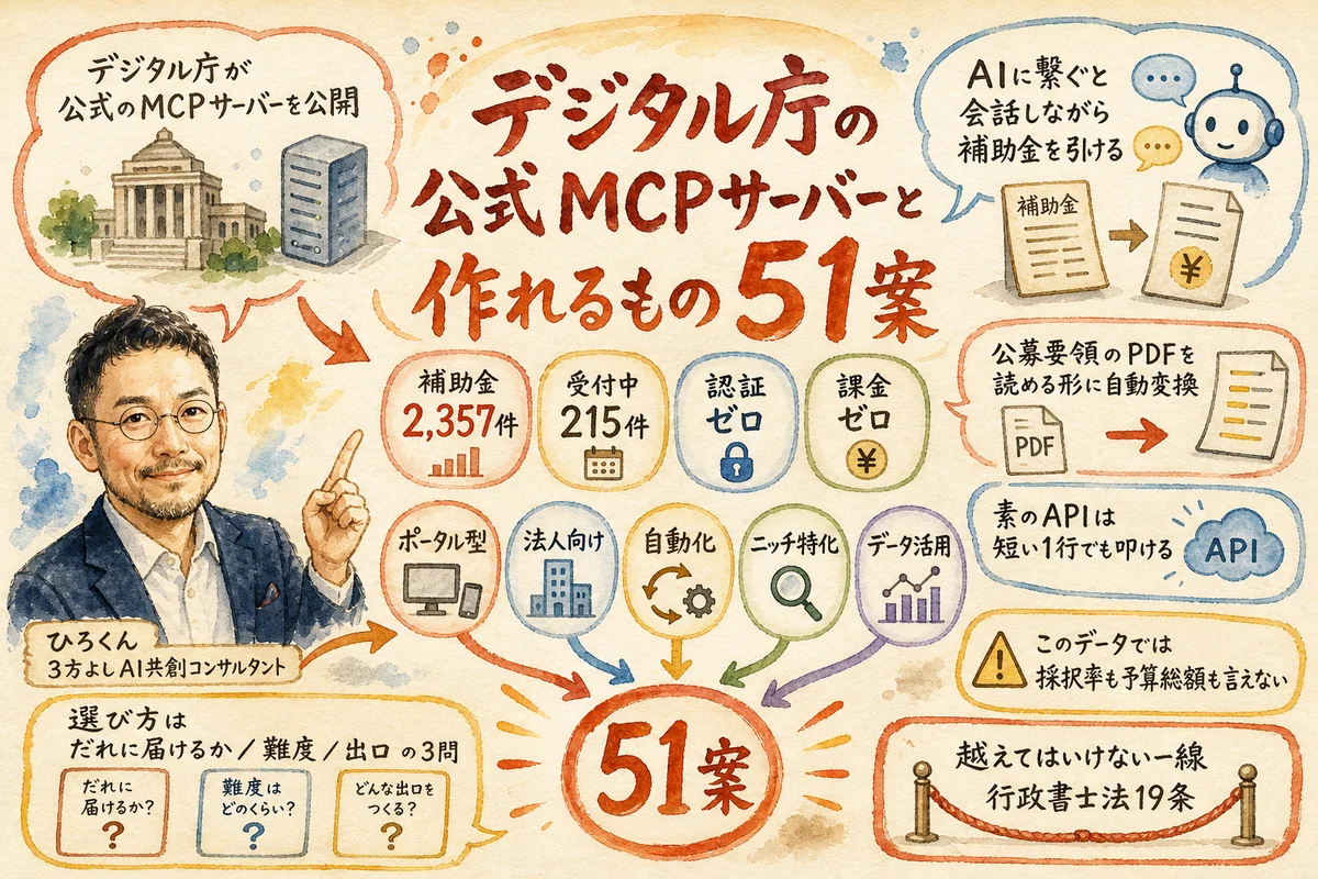デジタル庁の公式MCPサーバーと、そこから作れるもの51案の全体図解