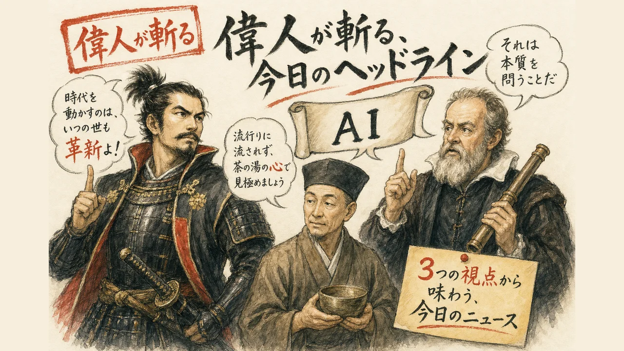 織田信長・千利休・ガリレオ・ガリレイが今日のAI動向を語るグラレコ