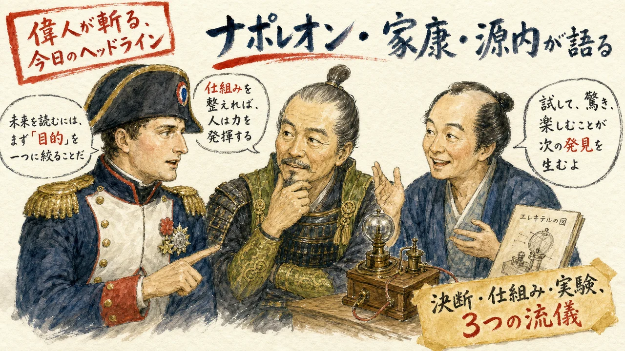 ナポレオン・家康・源内が今日のAI動向を語るグラレコ