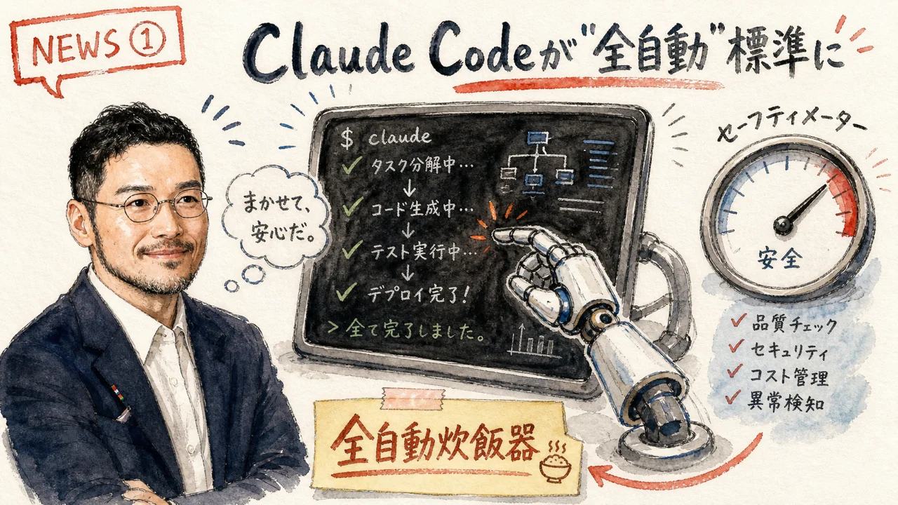 Claude Codeの全自動モード標準化の図解
