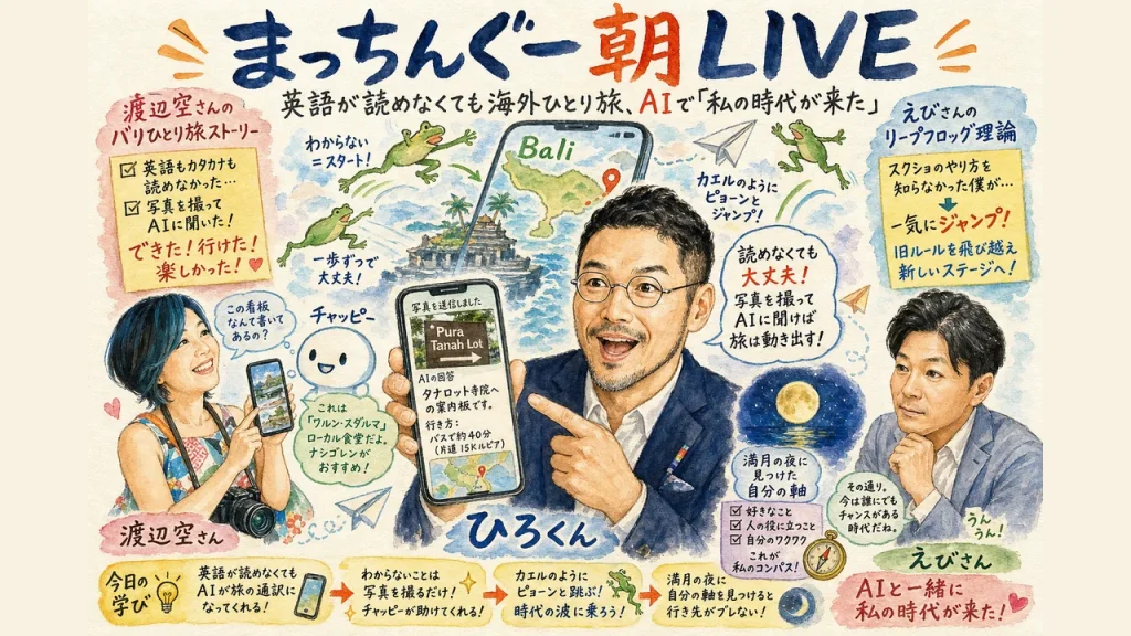まっちんぐー朝LIVE 英語が読めなくても海外ひとり旅、AIで私の時代が来た
