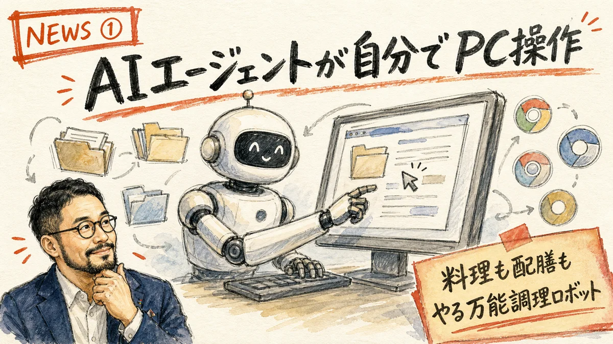 AIエージェントが自分でPC操作するイメージ図解