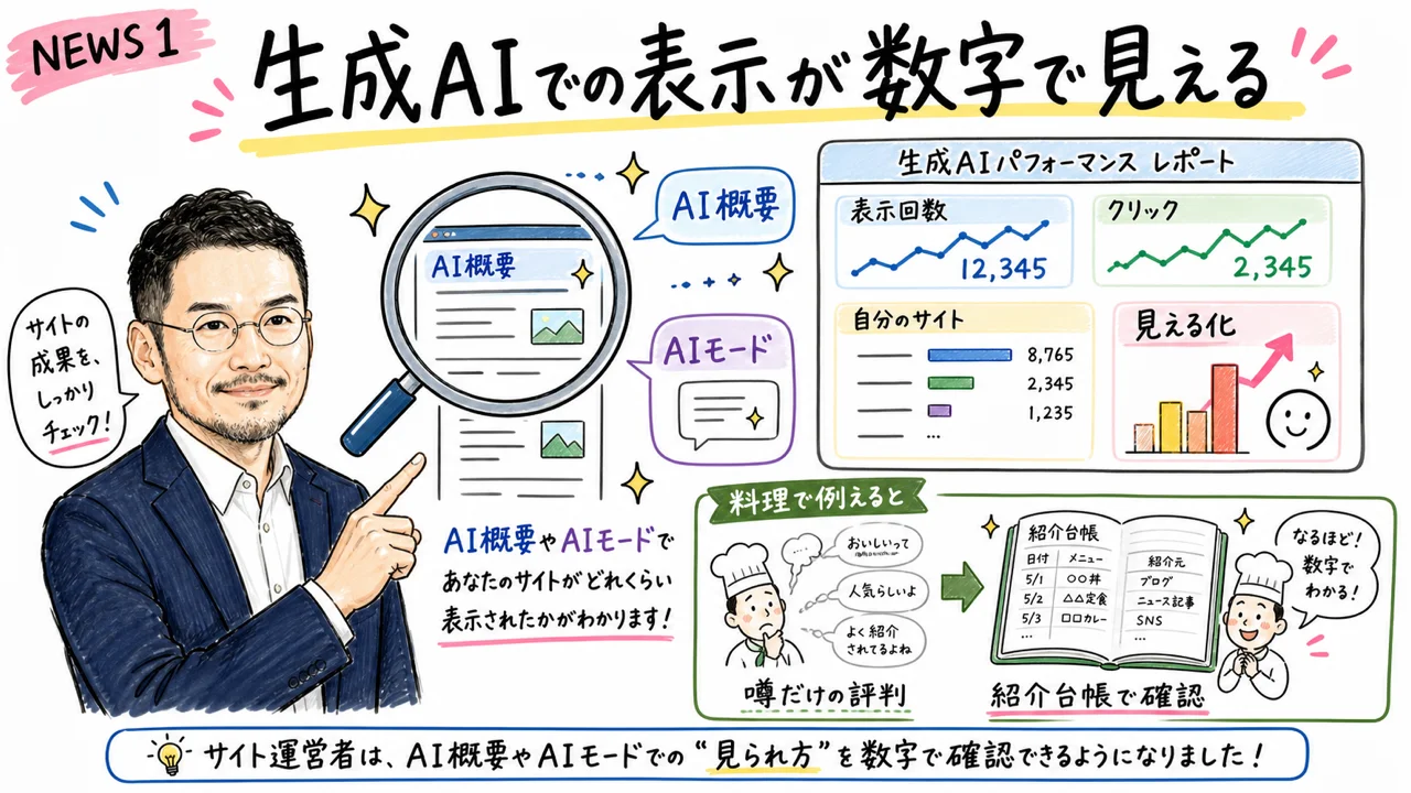 Google Search Console 生成AIパフォーマンスレポートの図解