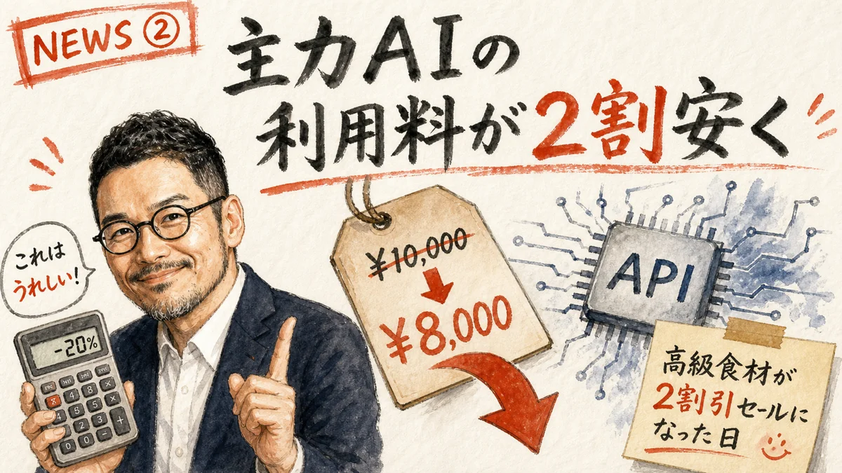 AI利用料20%値下げのイメージ図解