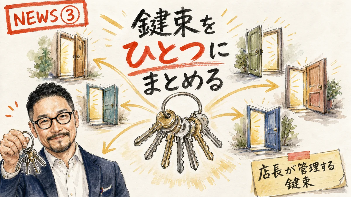 1つの鍵束から複数のアプリのドアが同時に開いていくイメージ図解