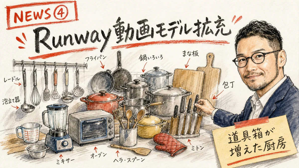 Runway API動画モデル追加の図解