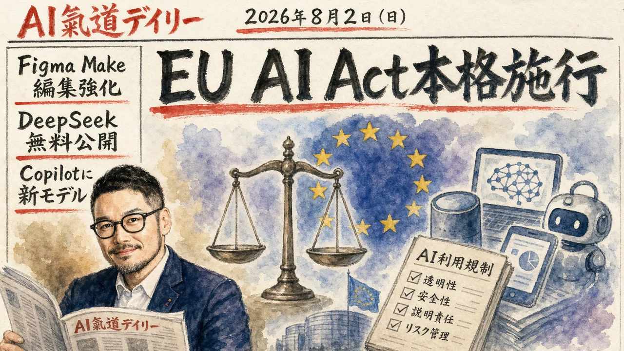 EU AI Actが本格施行？Figma Makeは編集自在に、DeepSeek