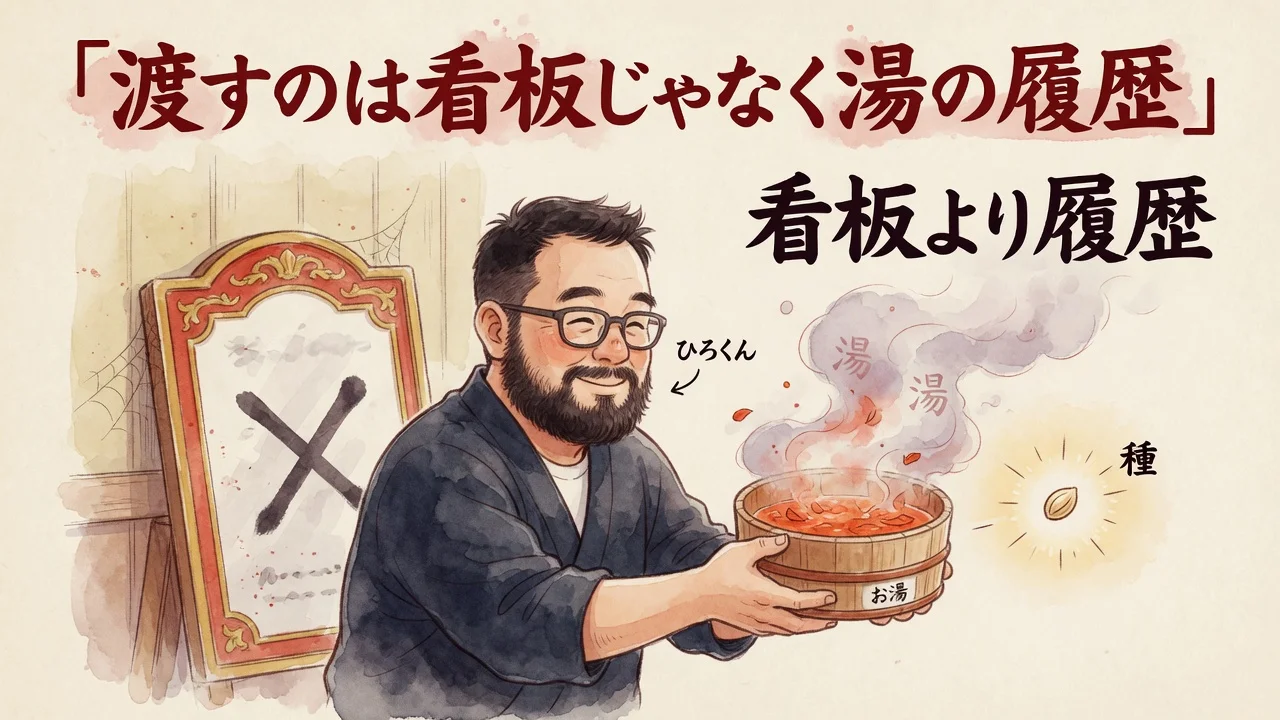 渡すのは看板じゃなく湯の履歴