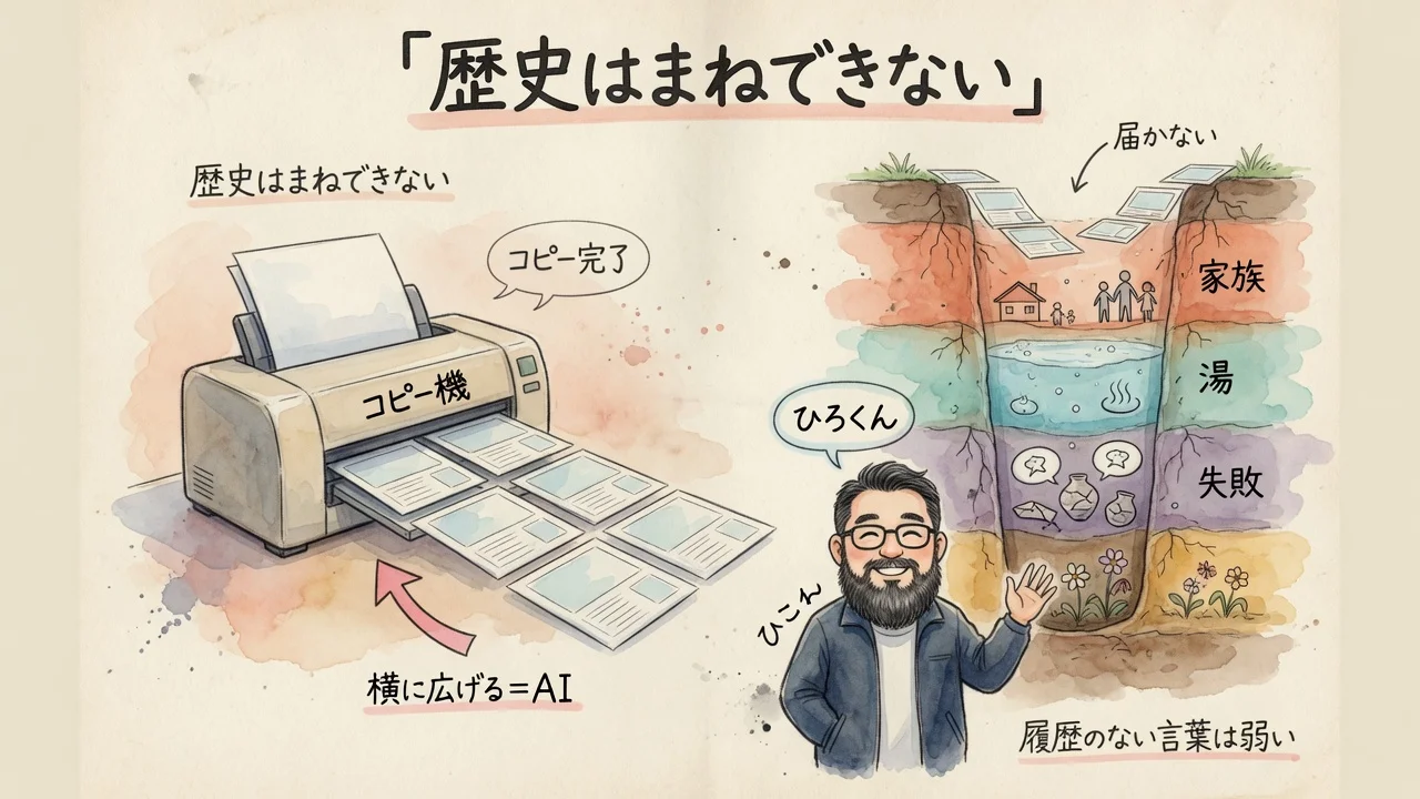 歴史はまねできない。コピー機と井戸の対比