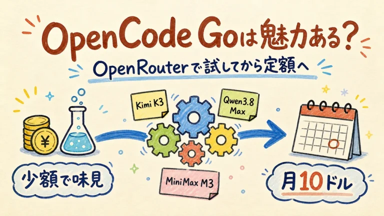 OpenCode GoとOpenRouterを比較し、試してから定額へ移す判断法