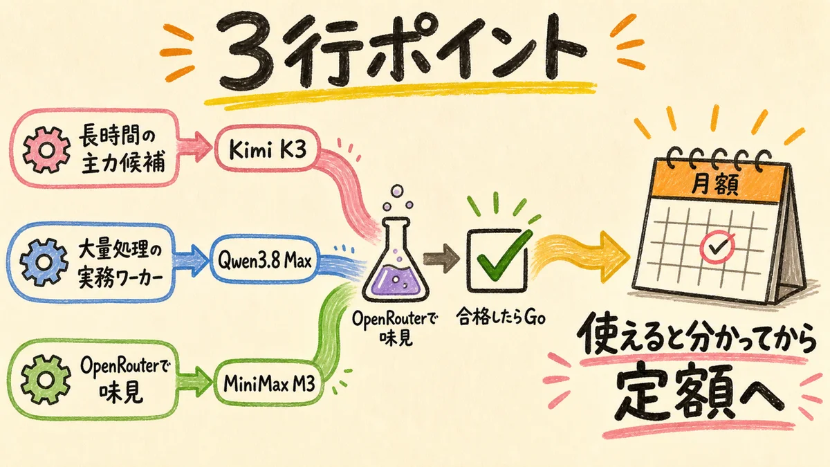OpenCode GoとOpenRouterの使い分けを示す3行ポイント