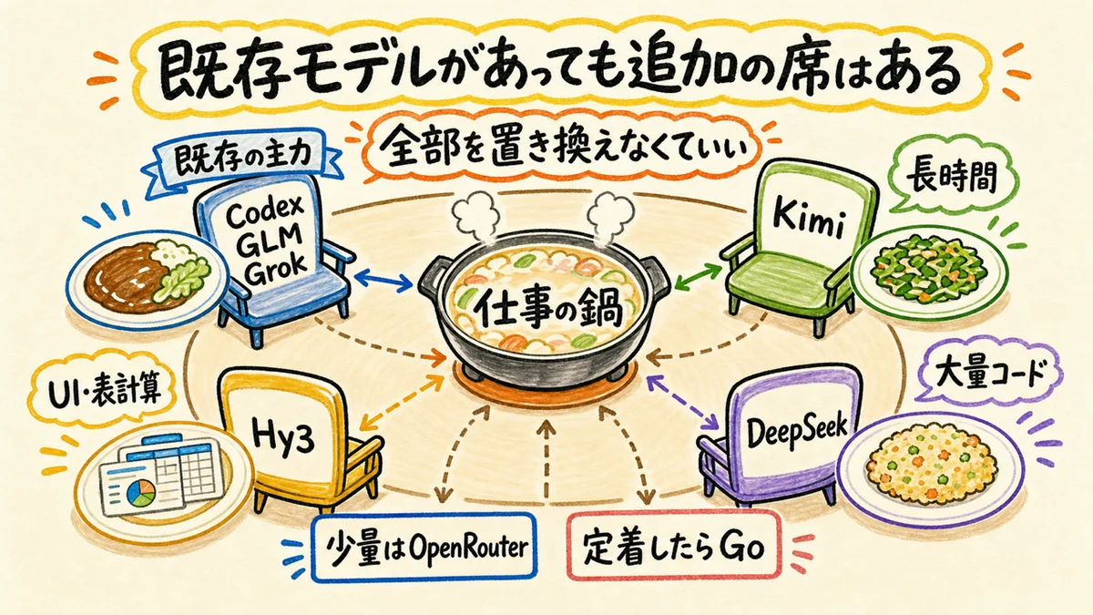 Codex、GLM、Grokと追加モデルの役割分担