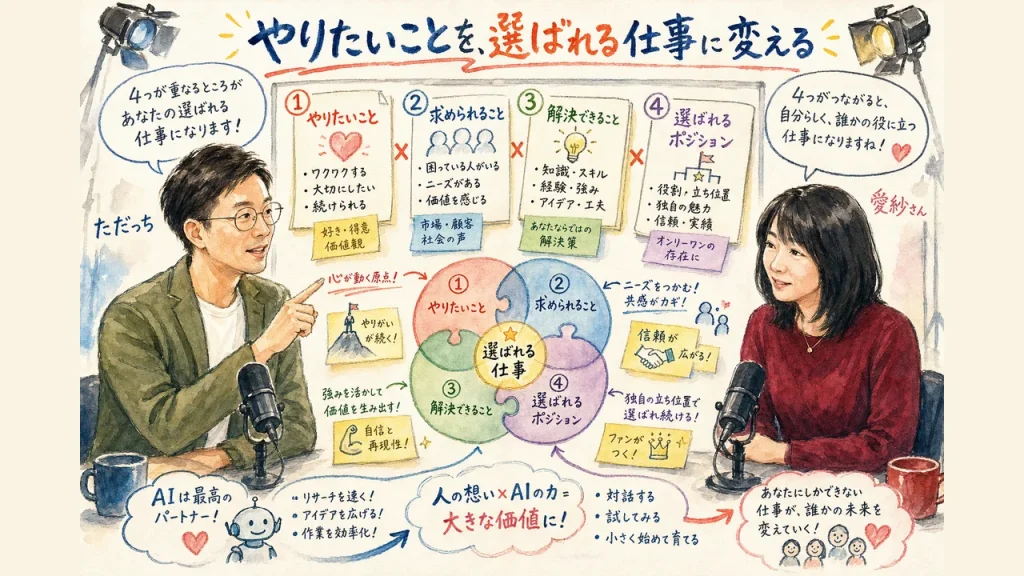 「完璧になってから」を手放す——選ばれる仕事をつくる4つの条件（全体図解）
