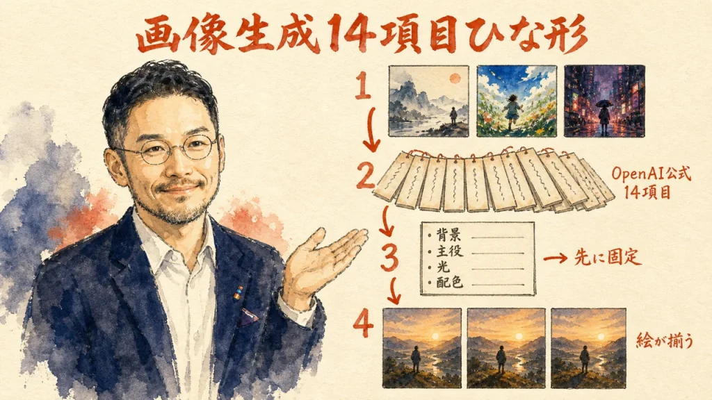 OpenAI公式の画像生成ひな形14項目——全体図