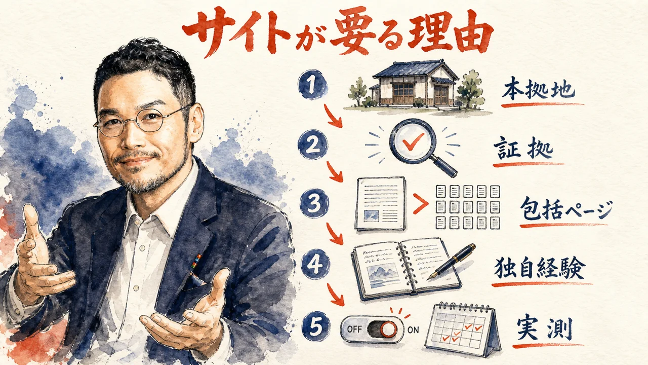 ゼロクリック時代に自社サイトが要る理由を示した図解
