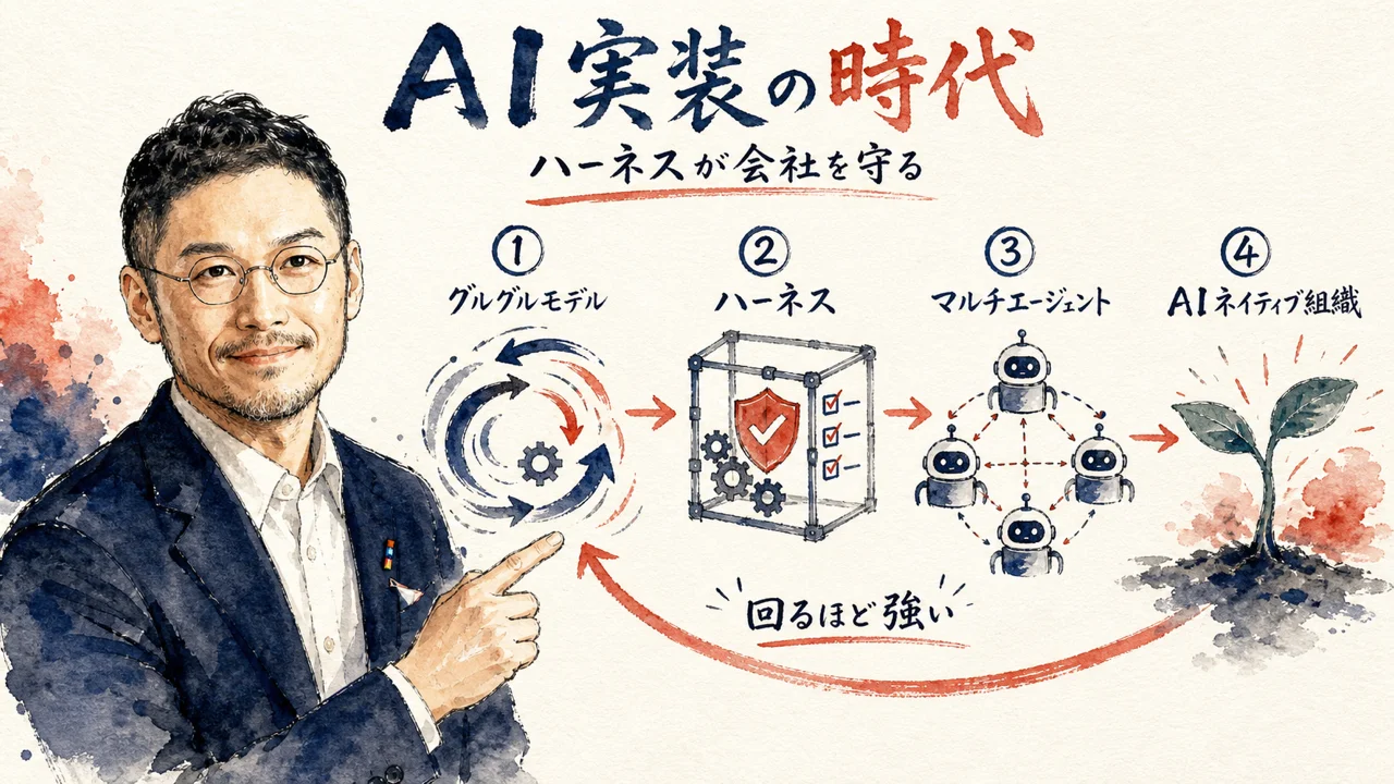 ハーネスとグルグルモデルの全体図解（アイキャッチ）