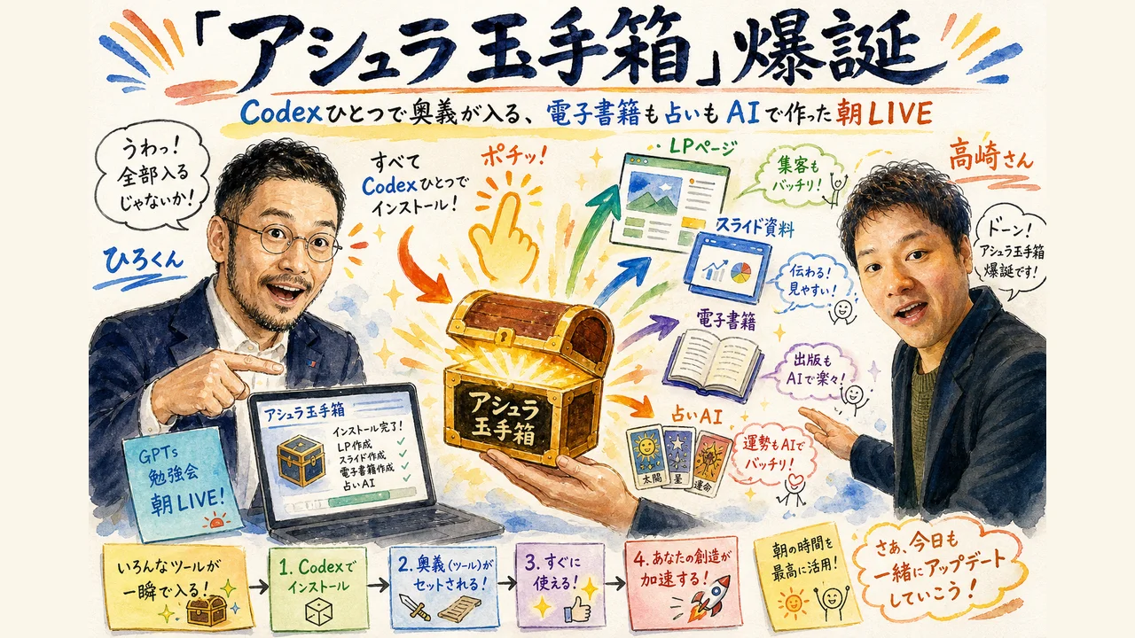 Codexひとつで奥義を導入できるアシュラ玉手箱を解説した図解