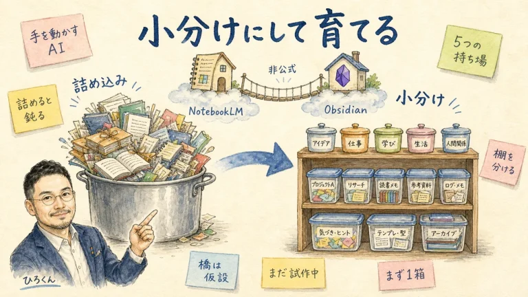 NotebookLMに全部詰め込むな｜知識を育てる「小分け」設計とObsidian連携の現在地