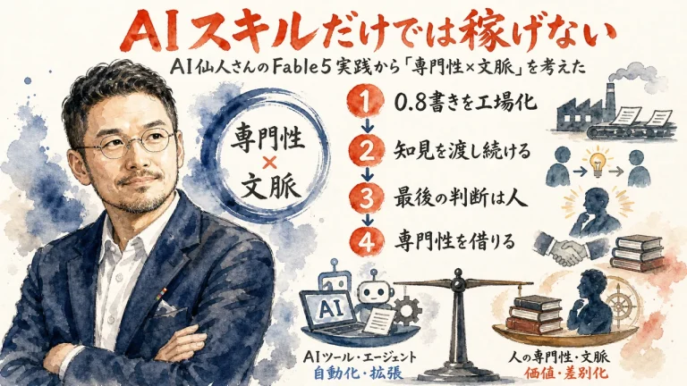 AIスキルだけでは稼げない。AI仙人さんのFable5実践から「専門性×文脈」を考えた