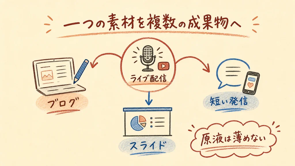 一つの素材を複数の成果物へ変える