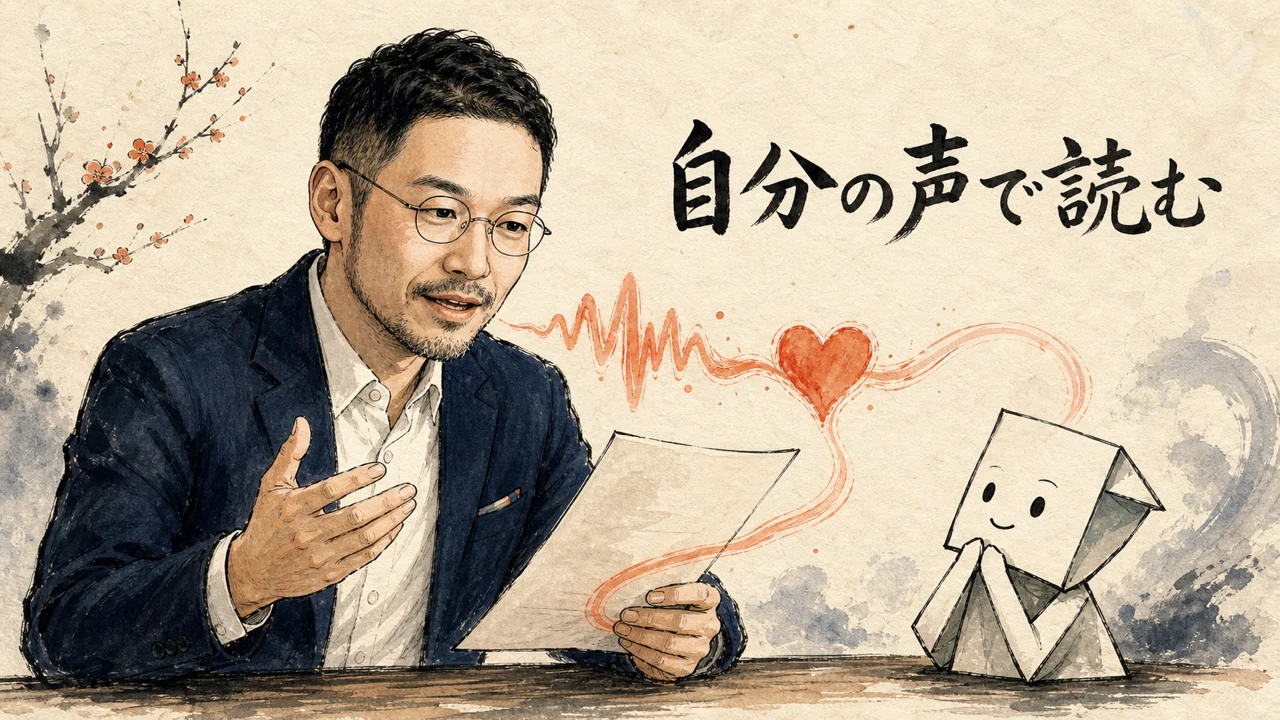 自分の声で文章を読み違和感を確かめるひろくん