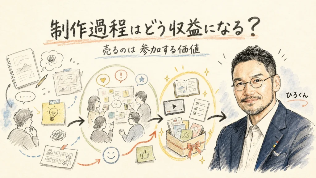 制作過程を参加する価値へ変える考え方を描いたアイキャッチ