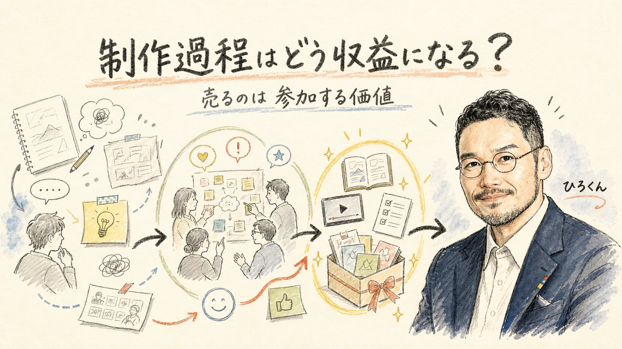 制作過程を参加する価値へ変える考え方を描いたアイキャッチ