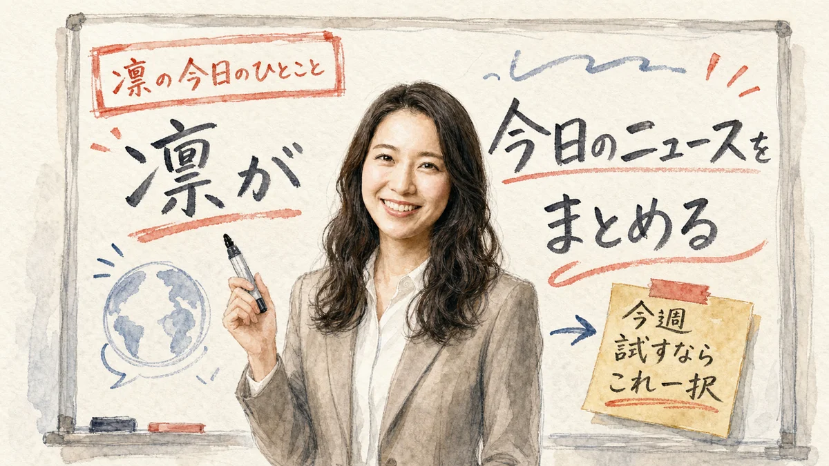 凛が今日のヘッドラインをまとめるイメージ図解