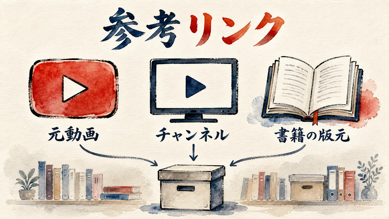 参考リンク（動画・チャンネル・版元）の図解