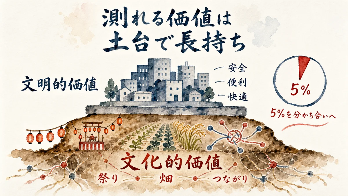 測れる価値は土台で長持ち｜文化的価値の上に文明的価値を乗せる