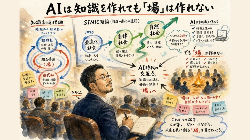AIは知識を作れても「場」は作れない｜講演会場でSINIC理論と知識創造理論を聴くひろくん