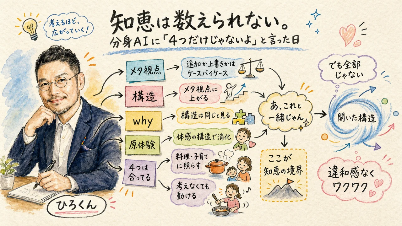 知恵を開いた構造として渡す考え方をまとめた図解