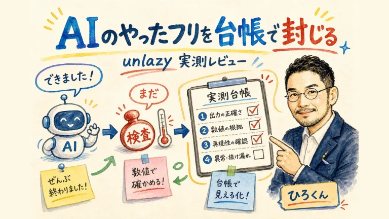 unlazy実測レビュー｜AIのやったフリを台帳で封じる